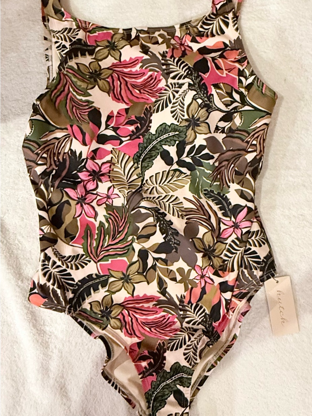 Tropical Floral One-Piece Swimsuit - Pink & Green